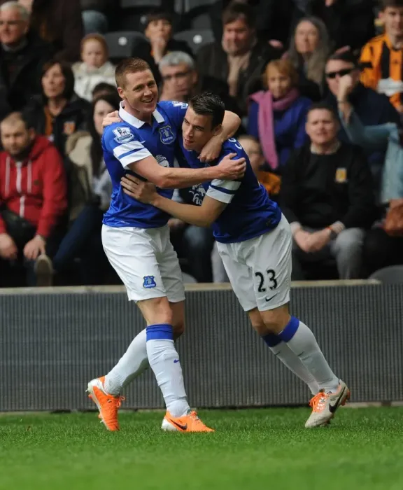 Framed Print : McCarthy and Coleman's Celebration: Everton's First Goal in Hull City Rout (11-05-2014) Framed Print : McCarthy and Coleman's Celebration: Everton's First Goal in Hull City Rout (11-05-2014)