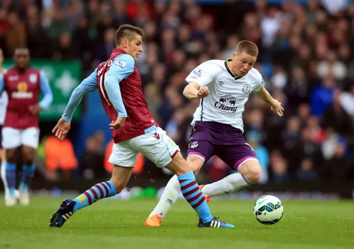 Framed Print : McCarthy vs. Westwood: A Premier League Battle for Ball Possession at Aston Villa vs. Everton (Nick Potts / PA Wire) Framed Print : McCarthy vs. Westwood: A Premier League Battle for Ball Possession at Aston Villa vs. Everton (Nick Potts / PA Wire)
