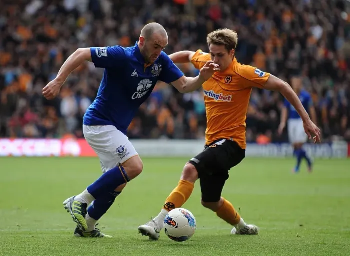 Framed Print : McFadden vs. Doyle: A Premier League Showdown - Everton vs. Wolverhampton Wanderers (06 May 2012, Molineux Stadium) Framed Print : McFadden vs. Doyle: A Premier League Showdown - Everton vs. Wolverhampton Wanderers (06 May 2012, Molineux Stadium)