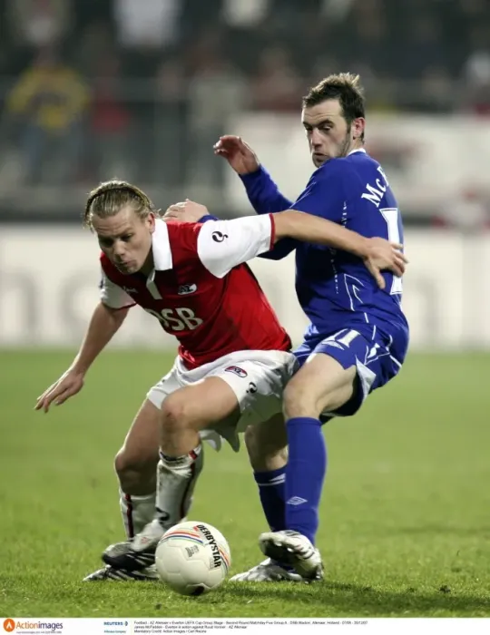 Framed Print : McFadden vs. Vormer: Everton's Battle in the UEFA Cup Against AZ Alkmaar, 2007 Framed Print : McFadden vs. Vormer: Everton's Battle in the UEFA Cup Against AZ Alkmaar, 2007