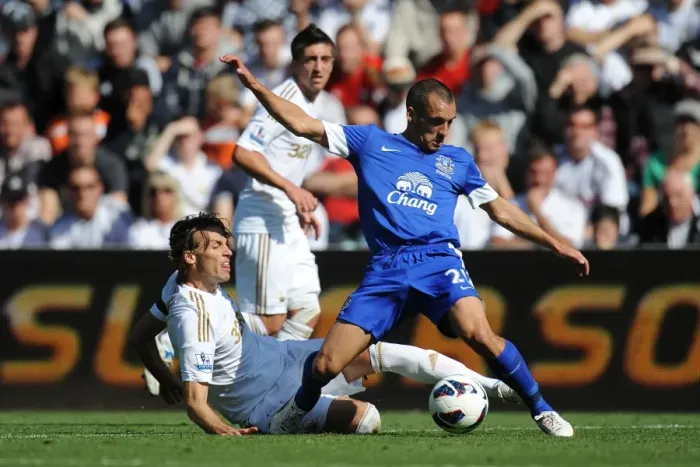 Framed Print : Michu Fouls Leon Osman: Everton's 3-0 Victory Over Swansea City (Barclays Premier League, Liberty Stadium, September 22, 2012) Framed Print : Michu Fouls Leon Osman: Everton's 3-0 Victory Over Swansea City (Barclays Premier League, Liberty Stadium, September 22, 2012)