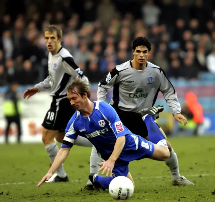 Framed Print : Mikel Arteta vs. David Livermore: FA Cup's Intense Tackle Showdown - Everton's Arteta Clashes with Millwall's Livermore Framed Print : Mikel Arteta vs. David Livermore: FA Cup's Intense Tackle Showdown - Everton's Arteta Clashes with Millwall's Livermore