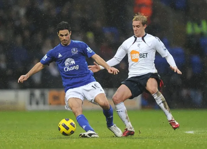 Framed Print : Mikel Arteta vs. Stuart Holden: A Premier League Showdown at Reebok Stadium (13 February 2011) Framed Print : Mikel Arteta vs. Stuart Holden: A Premier League Showdown at Reebok Stadium (13 February 2011)