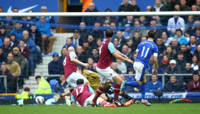 Framed Print : Mirallas Strikes: Everton Takes 2-0 Lead Over West Ham United (12-05-2013, Goodison Park) Framed Print : Mirallas Strikes: Everton Takes 2-0 Lead Over West Ham United (12-05-2013, Goodison Park)