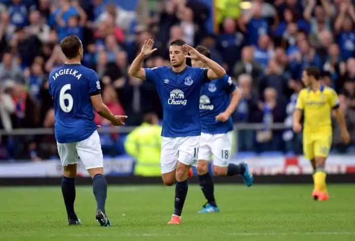 Framed Print : Mirallas Strikes First: Everton's Victory Moment vs. Chelsea (30-8-2014) Framed Print : Mirallas Strikes First: Everton's Victory Moment vs. Chelsea (30-8-2014)