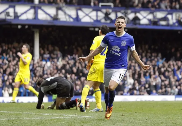 Framed Print : Mirallas Triple: Everton's Thrilling Third Goal vs. Reading (3-1), Goodison Park (02-03-2013)