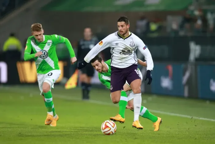Framed Print : Mirallas vs. Hunt: A Europa League Showdown - Everton vs. VfL Wolfsburg Framed Print : Mirallas vs. Hunt: A Europa League Showdown - Everton vs. VfL Wolfsburg
