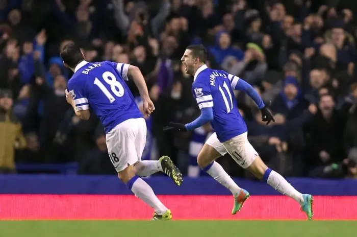 Framed Print : Mirallas's Brace: Everton's Thrilling 2-1 Victory Over Aston Villa (Barclays Premier League, Goodison Park, 01-02-2014)