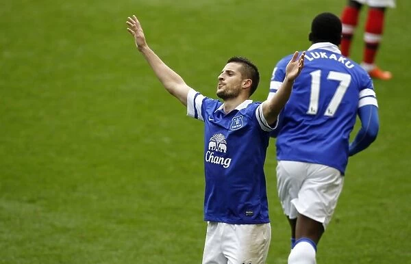 Mirallas's Own Goal: Everton's Triumph over Arsenal's Arteta in 3-0 BPL Victory (April 6, 2014)