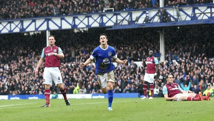 Framed Print : Mirallas's Strike: Everton's Premier League Goal Against West Ham (12-05-2013)