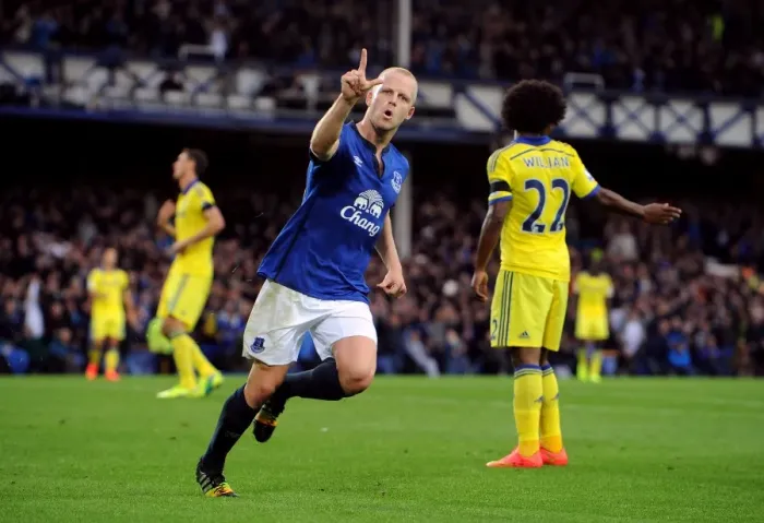 Framed Print : Naismith Strikes Again: Everton Takes 2-0 Lead Over Chelsea