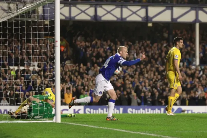 Framed Print : Naismith's Strike: Everton vs. Crystal Palace in BPL - Everton 2-3 (16-04-2014)