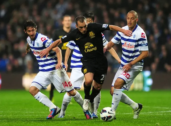 Framed Print : Osman vs. Granero & Zamora: A Battle at Loftus Road - Everton vs. Queens Park Rangers, Premier League (21-10-2012)