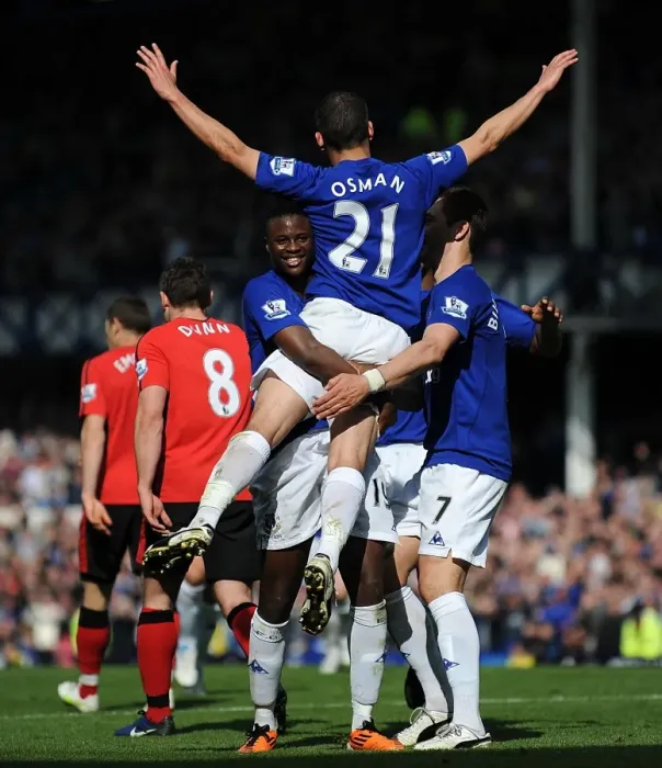 Framed Print : Osman's Thriller: Everton's First Goal vs. Blackburn Rovers (16 April 2011)