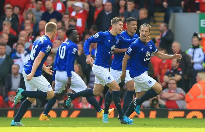 Framed Print : Phil Jagielka Scores the Opener: Everton at Anfield vs. Liverpool (Barclays Premier League) Framed Print : Phil Jagielka Scores the Opener: Everton at Anfield vs. Liverpool (Barclays Premier League)