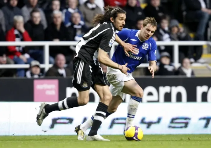 Framed Print : Phil Jagielka vs. Jonas Gutierrez: Everton vs. Newcastle United - Barclays Premier League Clash at St James Park (February 2009) Framed Print : Phil Jagielka vs. Jonas Gutierrez: Everton vs. Newcastle United - Barclays Premier League Clash at St James Park (February 2009)