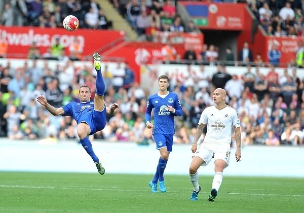 Phil Jagielka vs Swansea City: Everton's Defender in Action at Liberty Stadium
