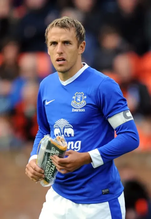 Framed Print : Phil Neville in Action: Everton vs Dundee United - Pre-Season Friendly at Tannadice Park