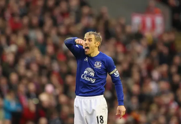 Framed Print : Phil Neville at Anfield: Intense Rivalry in Liverpool vs. Everton (16 January 2011) Framed Print : Phil Neville at Anfield: Intense Rivalry in Liverpool vs. Everton (16 January 2011)