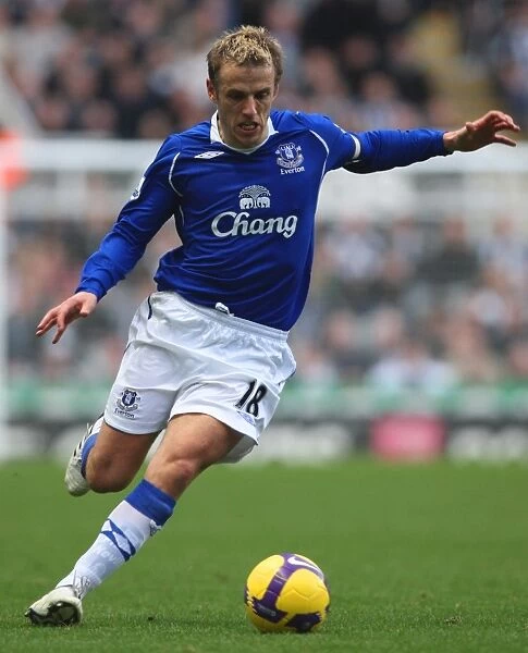 Phil Neville: Everton Footballer in Action during Premier League Clash against Newcastle United, February 2009