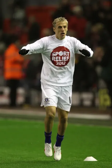 Framed Print : Phil Neville: Everton vs. Liverpool Rivalry at Anfield, Barclays Premier League (13 March 2012)