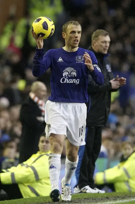 Framed Print : Phil Neville at Goodison Park: Everton vs Blackpool - Barclays Premier League (5 February 2011)