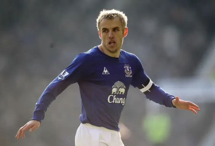 Framed Print : Phil Neville Leads Everton in FA Cup Fourth Round Clash against Chelsea at Goodison Park (Everton vs Chelsea, 29 January 2011)