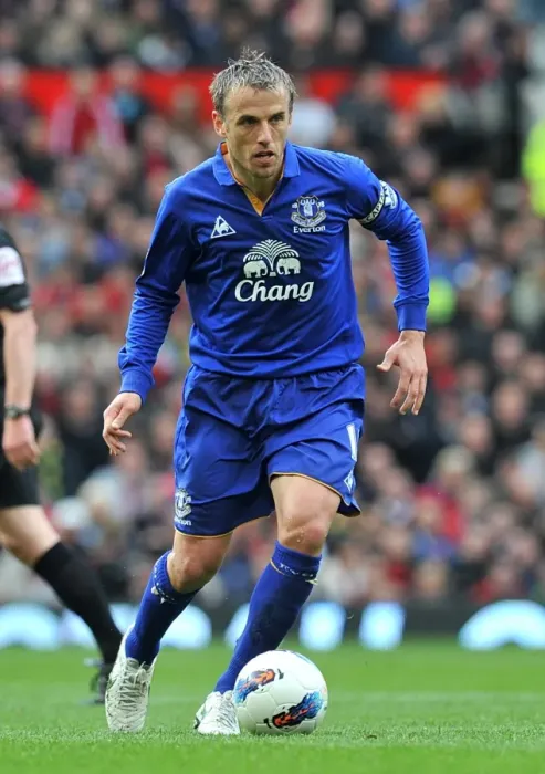 Framed Print : Phil Neville at Old Trafford: Everton vs Manchester United, Barclays Premier League (22 April 2012)
