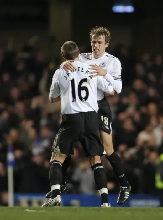 Framed Print : Phil Neville and Phil Jagielka: Everton's Unforgettable Goal Celebration in Carling Cup Semi-Final vs Chelsea (8 / 1 / 08) Framed Print : Phil Neville and Phil Jagielka: Everton's Unforgettable Goal Celebration in Carling Cup Semi-Final vs Chelsea (8 / 1 / 08)