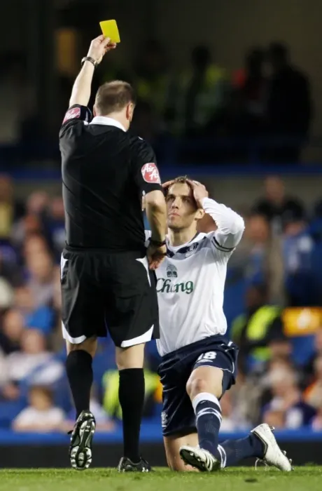 Framed Print : Phil Neville Yellow Carded: Chelsea vs. Everton, Barclays Premier League, 2008-09 Season Framed Print : Phil Neville Yellow Carded: Chelsea vs. Everton, Barclays Premier League, 2008-09 Season