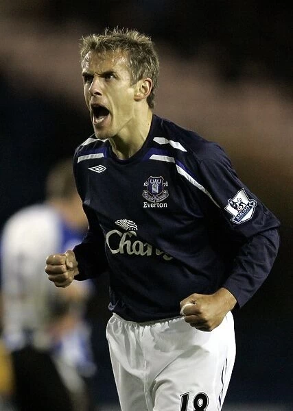 Phil Neville's Euphoric Reaction: Everton's First Goal Against Sheffield Wednesday in 2007 Carling Cup Third Round