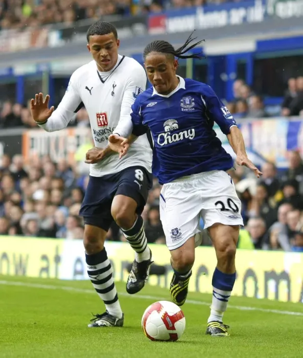 Framed Print : Pienaar vs. Jenas: Everton vs. Tottenham Clash in the Barclays Premier League (08 / 09) Framed Print : Pienaar vs. Jenas: Everton vs. Tottenham Clash in the Barclays Premier League (08 / 09)