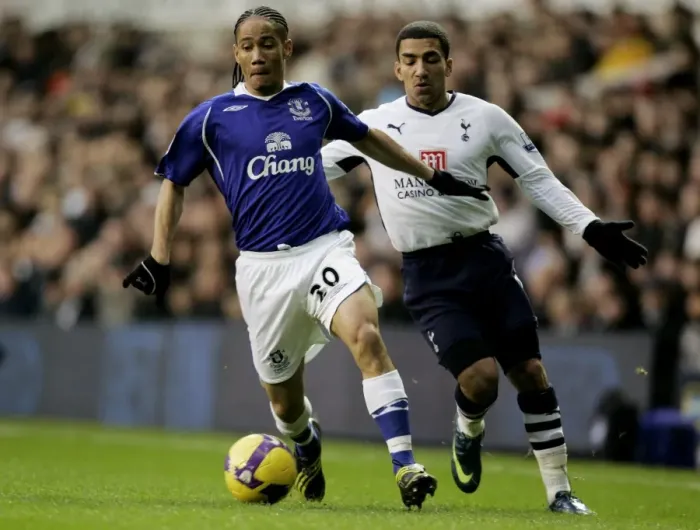 Framed Print : Pienaar vs. Lennon: A Battle in the Everton-Tottenham Football Rivalry, Barclays Premier League, 2008 Framed Print : Pienaar vs. Lennon: A Battle in the Everton-Tottenham Football Rivalry, Barclays Premier League, 2008