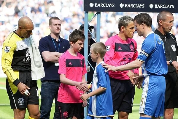 Pre-Match Handshake: Everton and Wigan Athletic, Barclays Premier League (30 April 2011)