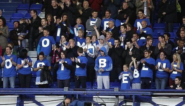 Proud to be Blue: Everton Fans Unite at Goodison Park during Everton vs. Wigan Athletic, Barclays Premier League (September 2011)