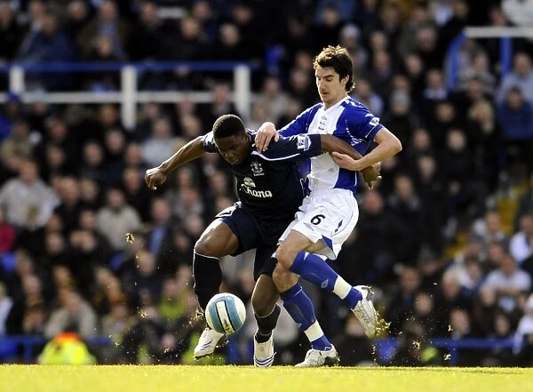 Ridgewell vs. Yakubu: Intense Action in Birmingham vs. Everton Barclays Premier League Match