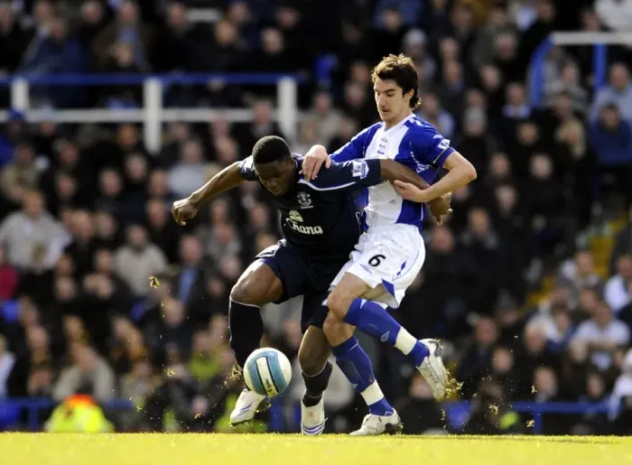 Framed Print : Ridgewell vs. Yakubu: Intense Action in Birmingham vs. Everton Barclays Premier League Match Framed Print : Ridgewell vs. Yakubu: Intense Action in Birmingham vs. Everton Barclays Premier League Match