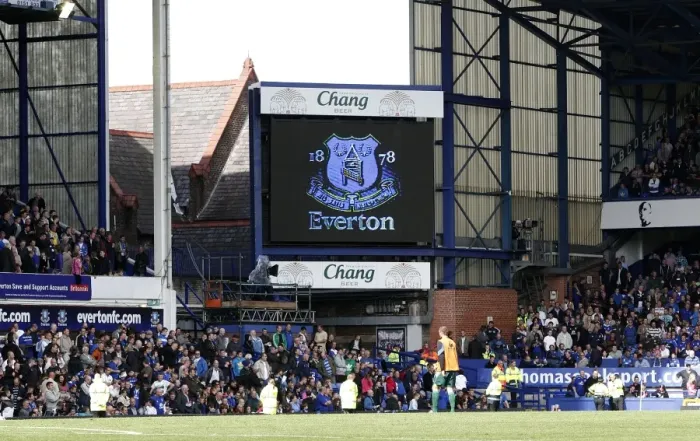 Framed Print : Roaring Big Screen: Electric Atmosphere at Goodison Park, Everton Football Club Framed Print : Roaring Big Screen: Electric Atmosphere at Goodison Park, Everton Football Club