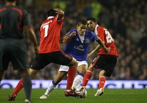 Rodwell's Intense Battle: Everton's Jack Battles Cardozo and Di Maria in UEFA Europa League Clash