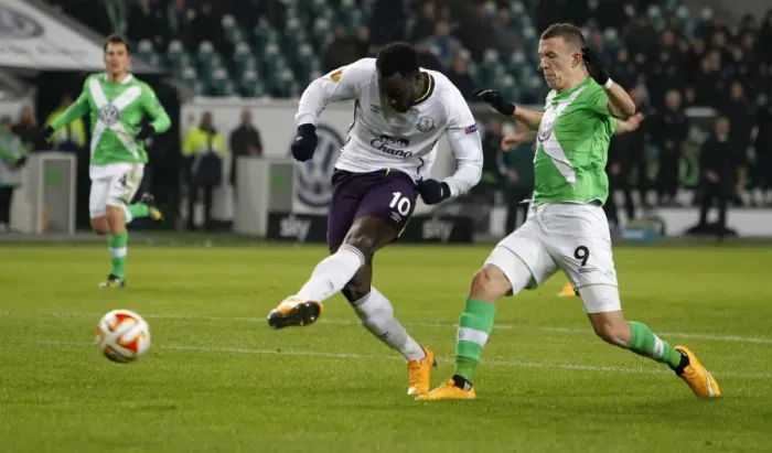Framed Print : Romelu Lukaku Scores First Goal: Everton's Europa League Triumph vs. VfL Wolfsburg