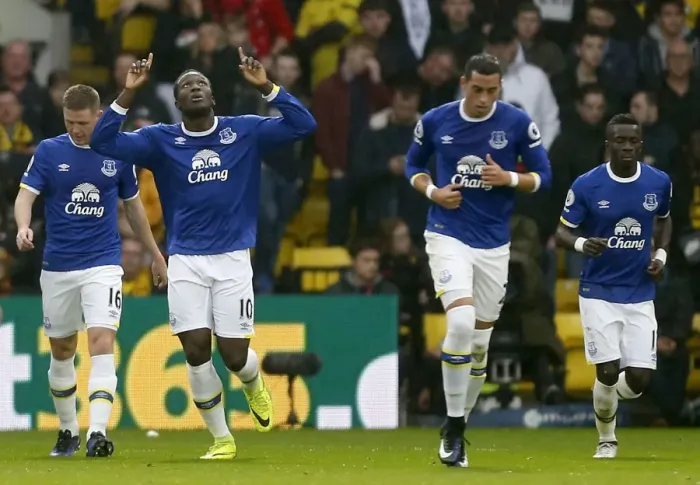 Framed Print : Romelu Lukaku Scores First Goal: Everton's Premier League Victory at Watford's Vicarage Road
