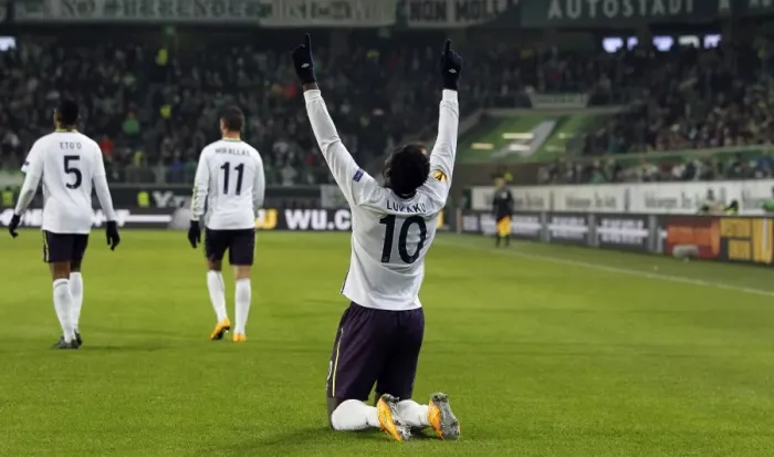 Framed Print : Romelu Lukaku Scores Historic First Goal for Everton in Europa League: VfL Wolfsburg vs Everton (UEFA Europa League - Group H) Framed Print : Romelu Lukaku Scores Historic First Goal for Everton in Europa League: VfL Wolfsburg vs Everton (UEFA Europa League - Group H)