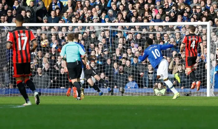 Framed Print : Romelu Lukaku Scores Opening Goal: Everton's Victory Kickstart at Goodison Park vs AFC Bournemouth Framed Print : Romelu Lukaku Scores Opening Goal: Everton's Victory Kickstart at Goodison Park vs AFC Bournemouth