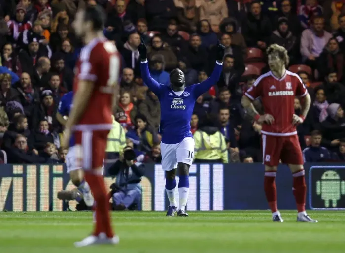 Framed Print : Romelu Lukaku's Brace: Everton's Celebration Against Middlesbrough in Capital One Cup Quarterfinal Framed Print : Romelu Lukaku's Brace: Everton's Celebration Against Middlesbrough in Capital One Cup Quarterfinal