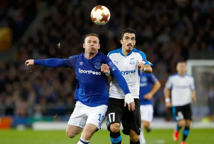 Framed Print : Rooney vs. Cunha: Battle for the Ball in UEFA Europa League Group E - Everton vs. Apollon Limassol at Goodison Park Framed Print : Rooney vs. Cunha: Battle for the Ball in UEFA Europa League Group E - Everton vs. Apollon Limassol at Goodison Park
