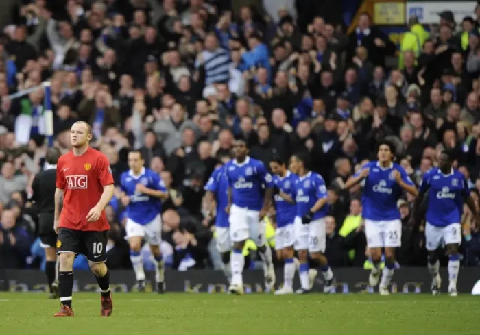 Framed Print : Rooney's Disappointment: Fellaini Scores First Goal Against Manchester United for Everton (08 / 09, Goodison Park) Framed Print : Rooney's Disappointment: Fellaini Scores First Goal Against Manchester United for Everton (08 / 09, Goodison Park)