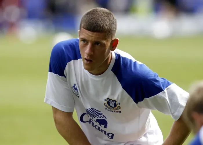 Framed Print : Ross Barkley in Action: Everton vs. Aston Villa, Barclays Premier League - Goodison Park (September 10, 2011)