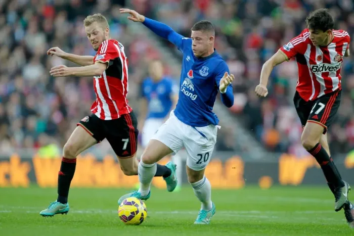 Framed Print : Ross Barkley vs Santiago Vergini: A Premier League Showdown at Sunderland's Stadium of Light Framed Print : Ross Barkley vs Santiago Vergini: A Premier League Showdown at Sunderland's Stadium of Light