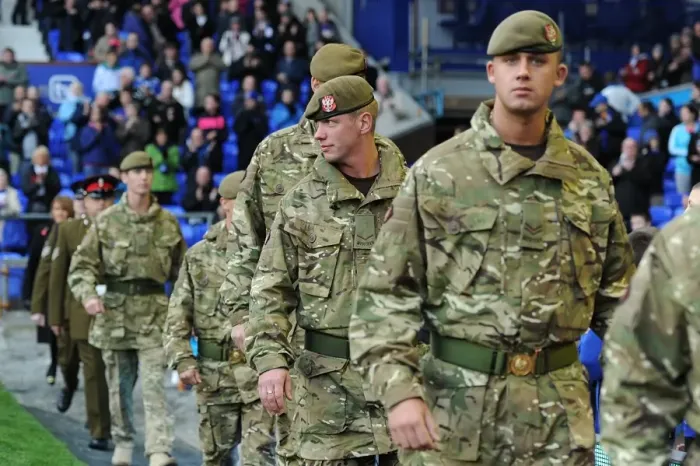 Framed Print : Salute to the Heroes: Everton vs Arsenal - Barclays Premier League (14 November 2010, Goodison Park) - Servicemen's Parade Framed Print : Salute to the Heroes: Everton vs Arsenal - Barclays Premier League (14 November 2010, Goodison Park) - Servicemen's Parade