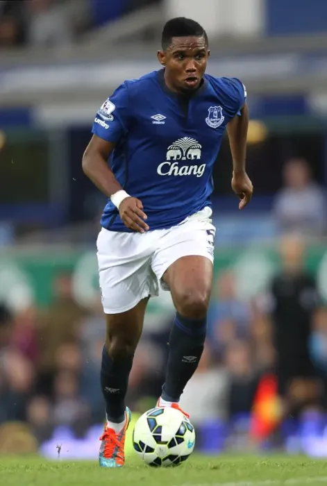 Framed Print : Samuel Eto'o's Thrilling Showdown at Goodison Park: Everton vs Chelsea, Barclays Premier League Framed Print : Samuel Eto'o's Thrilling Showdown at Goodison Park: Everton vs Chelsea, Barclays Premier League